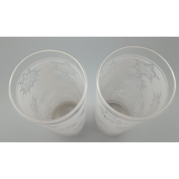 Federal Glass White Satin Frost Snowflake Highball Glasses Set Of 2 - Picture 2 of 4